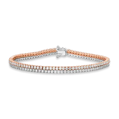 Bratara tennis din aur alb-roz cu diamante de 4.72ct
