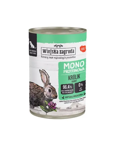 WIEJSKA ZAGRODA Hrană umedă monoproteică cu iepure pentru câini 400 g
