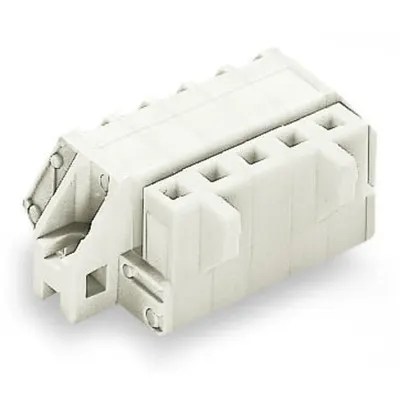 1-conductor female plug; angled; 100% protected against mismating; clamping collar; 2.5 mm²; Pin spacing 5 mm; 8-pole; 2,50 mm²; light gray