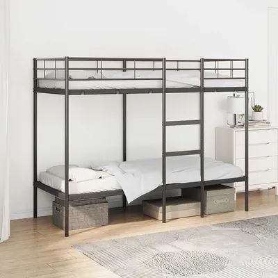 Gossi pat supraetajat fara saltea negru 80x200 cm otel