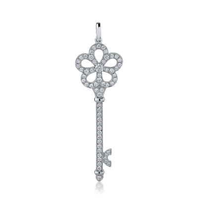 Pandantiv cheita din aur alb cu diamante de 0.54ct