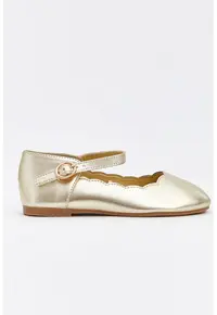 Pantofi cu varf rotund - Auriu