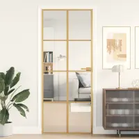 vidaXL Ușă de interior Slim auriu 83x201,5cm sticlă temperată/aluminiu