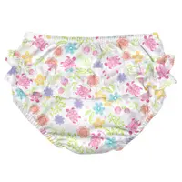Slip fete White Turtle Floral SPF 50+ refolosibil cu capse si volanase 18 luni