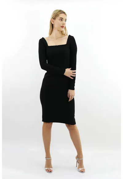 Rochie Midi Cu Broderie DIANA - Negru