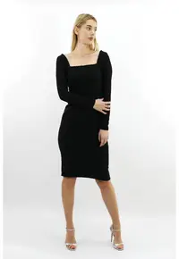 Rochie Midi Cu Broderie DIANA - Negru
