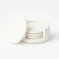 Set suporturi pentru pahare – coastere din ceramică jesmonite Ø8,5 cm, cu suport - Marmorată gri