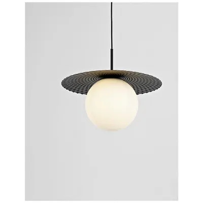 Lampa suspendata OBBIT Opal Sticla Mat Negru Metal LED E27 1x12 Wat 230 Volt IP20 Fara bec