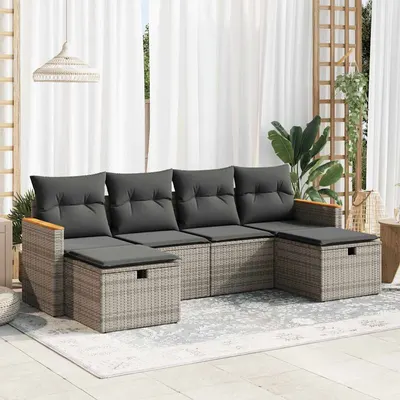 Gossi set mobilier gradina cu perne, 6 piese, gri, poliratan