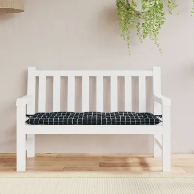 vidaXL Pernă bancă de grădină, negru carouri, 120x50x7 cm, textil