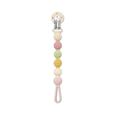 Lant pentru suzeta din silicon, clips de prindere, BPA free, Pink Mix