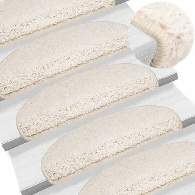 Gossi covorase pentru trepte scara, 15 buc., alb, 65x21x4 cm