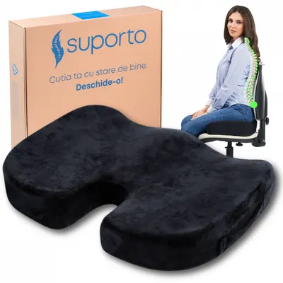 Perna ortopedica pentru sezut si coccis Suporto din spuma cu memorie si cu fermitate extra