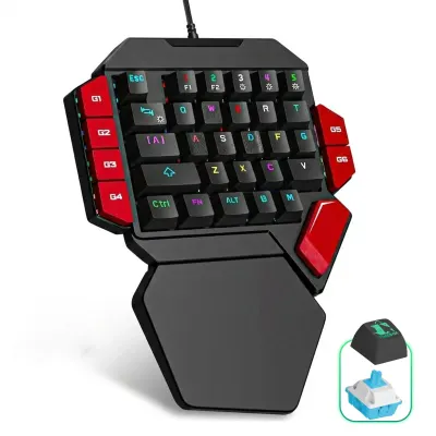 Tastatura Mecanica Gaming Timebox, Blue Switch, One Hand, iluminare RGB, Negru - Default Title