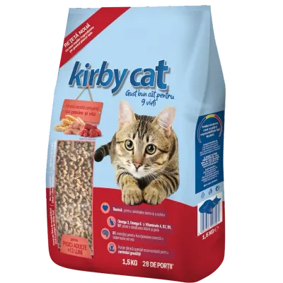 Hrana uscata pisici Kirby Cat, Pasare si Vita 1.5kg