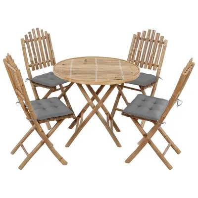 Gossi set mobilier de exterior pliabil, cu perne, 5 piese, bambus