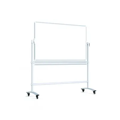 Tabla scolara mobila cu 2 fete, alb-verde, magnetica, pentru markere si creta, 120 x 90 cm