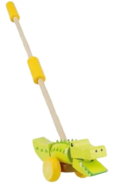 Jucărie de împins din lemn Orange Tree Toys - Jungle Animals, Crocodil