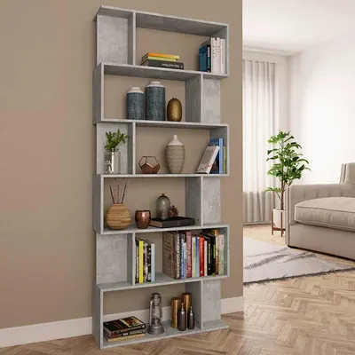 vidaXL Bibliotecă/Separator, gri beton, 80x24x192 cm, lemn prelucrat