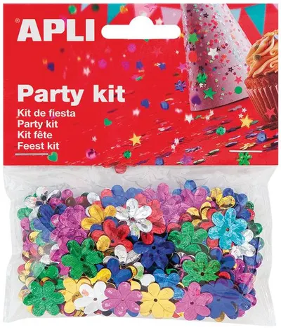 Set confetti APLI - Flori in relief, multicolore, 13 mm