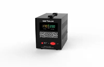 Stabilizator de tensiune Serioux Relay 101-1500VA, putere 1500VA/900W, tip releu, transformator toroidal, interval tensiune intr