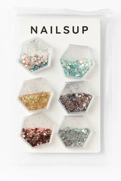 Set 6 Nail Art NailsUp Glitter Mix