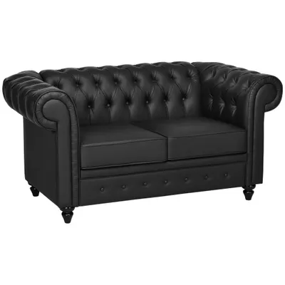 HOMCOM Canapea 2 Locuri Confortabilă, Piele Sintetică, 160x84x80 cm | Aosom Romania
