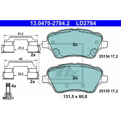 Set placute frana, frana disc ATE 13.0470-2784.2