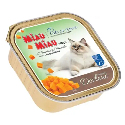 Pateu pentru pisici Miau Miau cu somon topping de dovleac 100 gr
