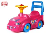Masinuta copii ride-on de impins cu spatar si claxon Roz, recomandata copiilor cu varsta intre 1 si 3 ani