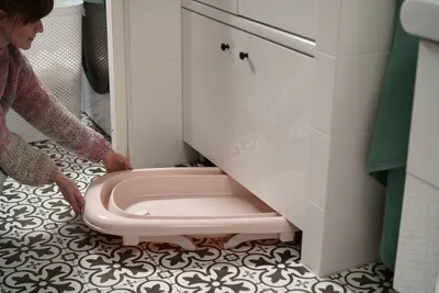 Cadita pliabila cu dop de scurgere si termometru Tega Baby Rosewater