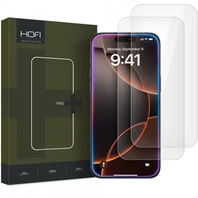 Folie de protectie Ecran HOFI Glass PRO+ pentru Apple iPhone 16 Pro Max, Sticla Securizata, Full Glue, Set 2 bucati, 2.5D
