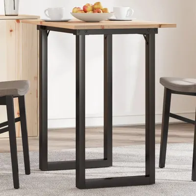 vidaXL Masă bucătărie, cadru O, 80x50x75,5 cm lemn masiv pin și Oţel