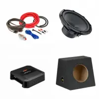 Pachet Subwoofer auto Hertz Cento CS 300W + Amplificator Dieci Power DP 1.500 + Kit de cabluri complet