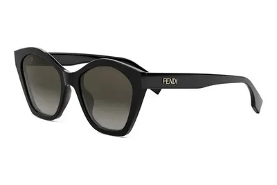 FENDI Lettering Black Geometric Sunglasses