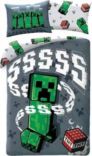 Set lenjerie de pat pentru copii Minecraft 324 Creeper Sss