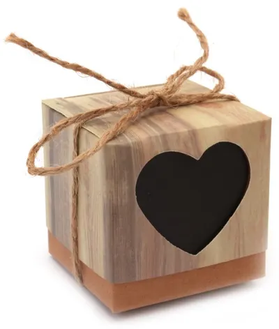Cutie pliabilă din carton Em Art. art - Inimă neagră, 5 x 5 x 5 cm, maro/negru