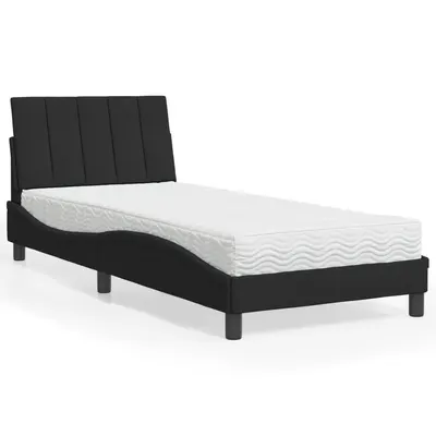 vidaXL Pat cu saltea, Hanko, negru, 80x200 cm, catifea