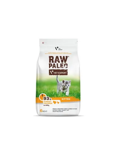 VETEXPERT Raw Paleo Kitten Turkey&Chicken 6 kg Hrana uscata pentru pisoi
