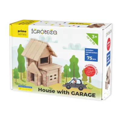 Set de constructie din lemn , zCasa cu Garaj, 75 piese