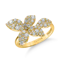 Inel floral din aur galben cu diamante de 0.91ct
