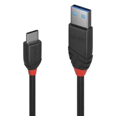 Cablu USB 3.1 tip A la tip C Black Line 3A 1.5m Negru, Lindy L36917