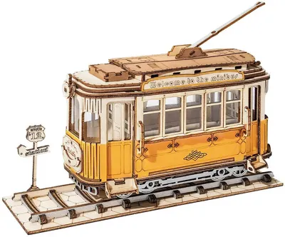 Puzzle 3D din lemn Robo Time din 145 de piese - Tramvai