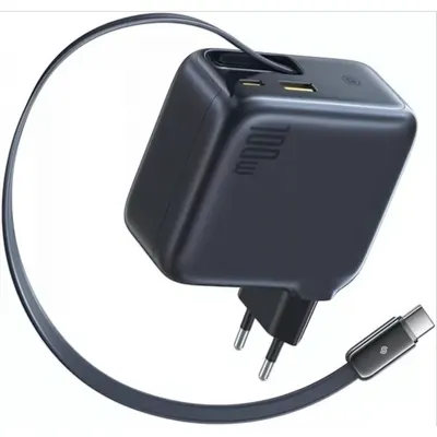 Incarcator Retea Cu Cablu USB-C Baseus EnerCore CJ11, 100W, 1 x USB-A - 2 x USB-C, Negru E0120M00