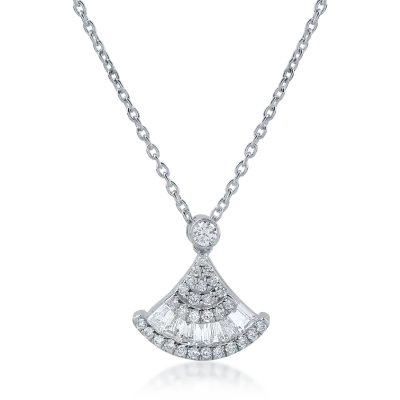 Lant cu pandantiv din aur alb cu diamante de 0.36ct