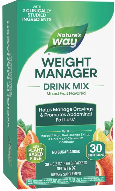 Weight Manager Drink Mix Formulă de control al greutății, gust de fructe, 30 pliculețe, Nature's Way