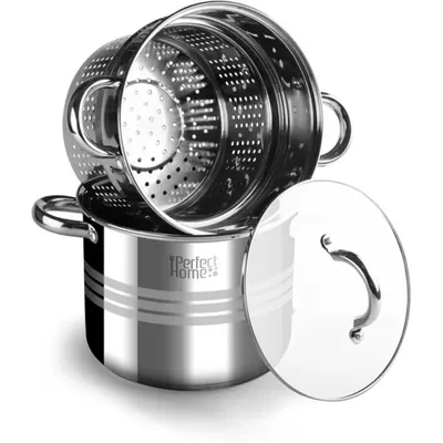 Oala pentru Paste, Inox, 4.5 l, 20 x 16 cm, Argintie, Perfect Home