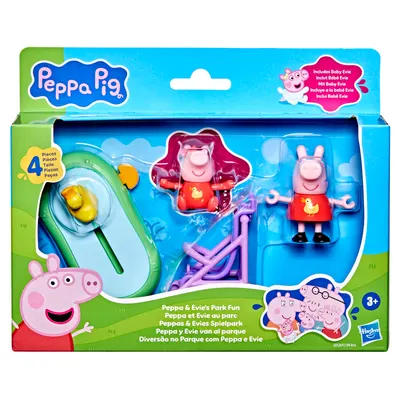 Set de joaca cu 2 figurine si accesorii, Peppa Pig si Evie, Park Fun, G0528