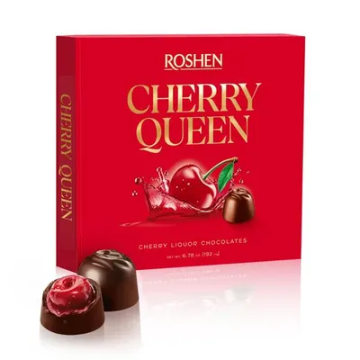 Praline de Ciocolata Roshen Cherry Queen, cu Umplutura de Cirese, 192 g Engros