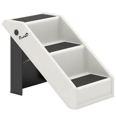PawHut Scară pentru Câini și Pisici cu 3 Trepte Antiderapante, Design Pliabil cu Capacitate de 10 kg, Crem | Aosom Romania
